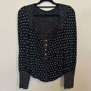 Free People Floral Long Sleeve Top